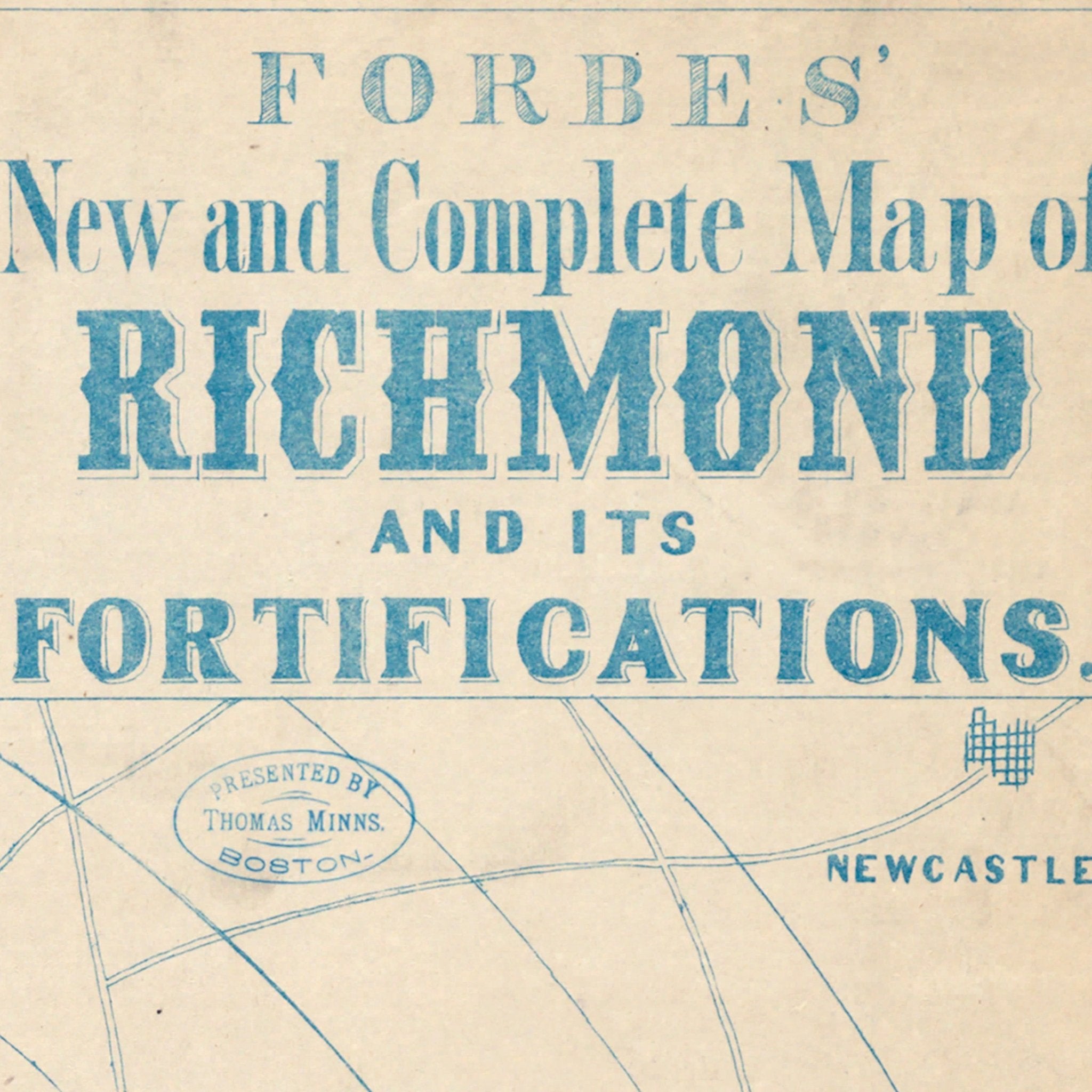 Forbes' New and Complete Map of Richmond and Its Fortifications - Muir Way - Vintage Map