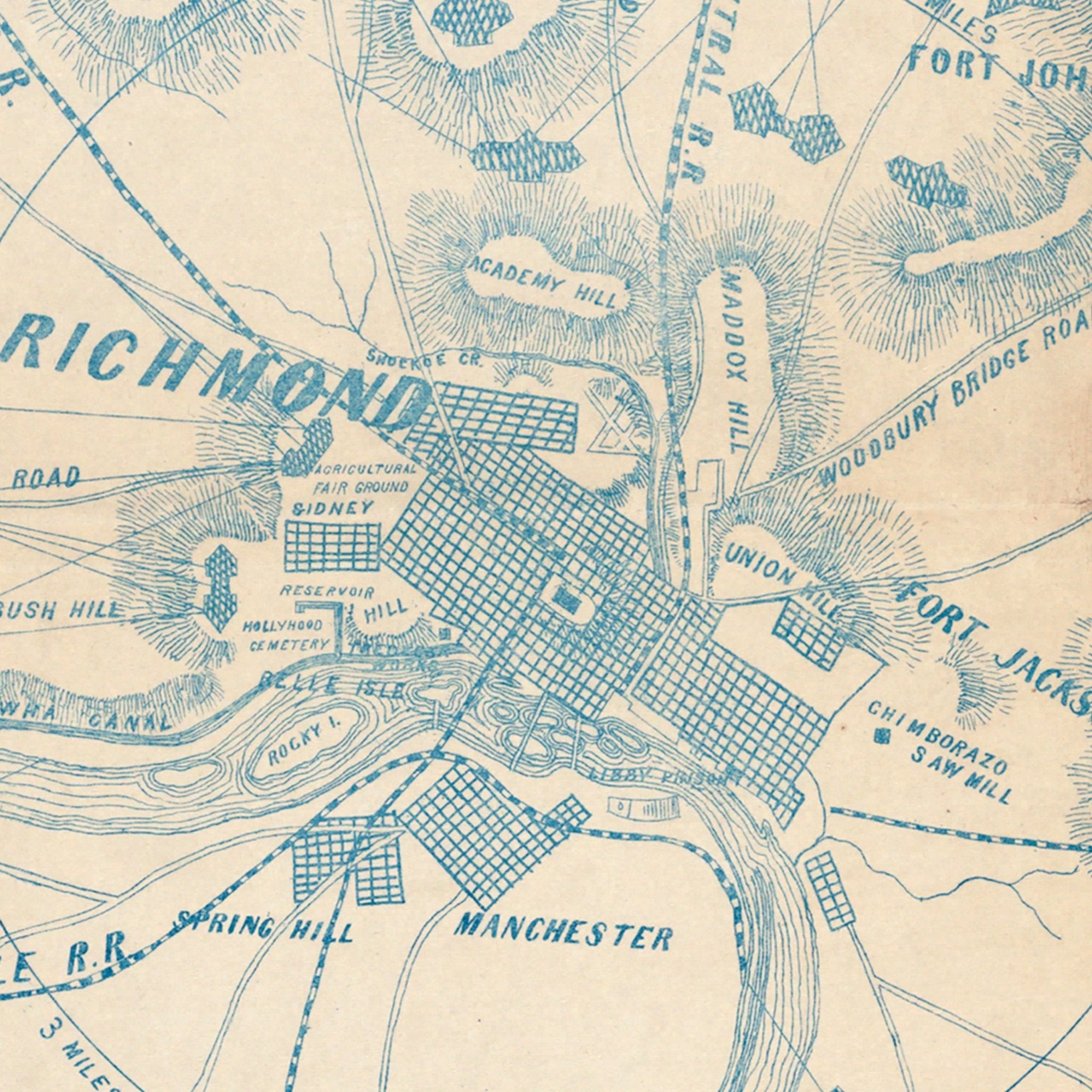 Forbes' New and Complete Map of Richmond and Its Fortifications - Muir Way - Vintage Map