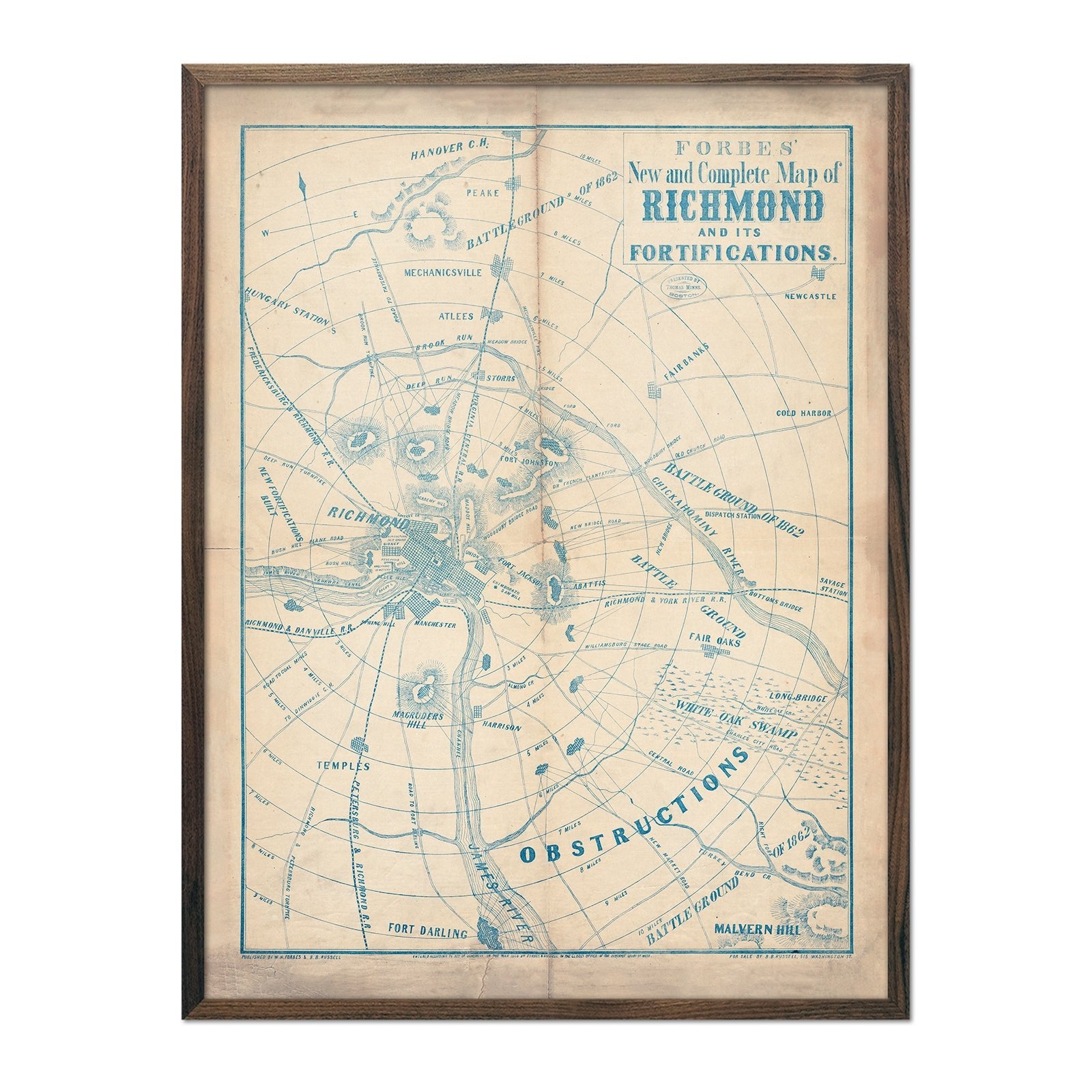 Forbes' New and Complete Map of Richmond and Its Fortifications - Muir Way - Vintage Map