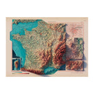 France 1964 Shaded Relief Map - Muir Way - Vintage Relief