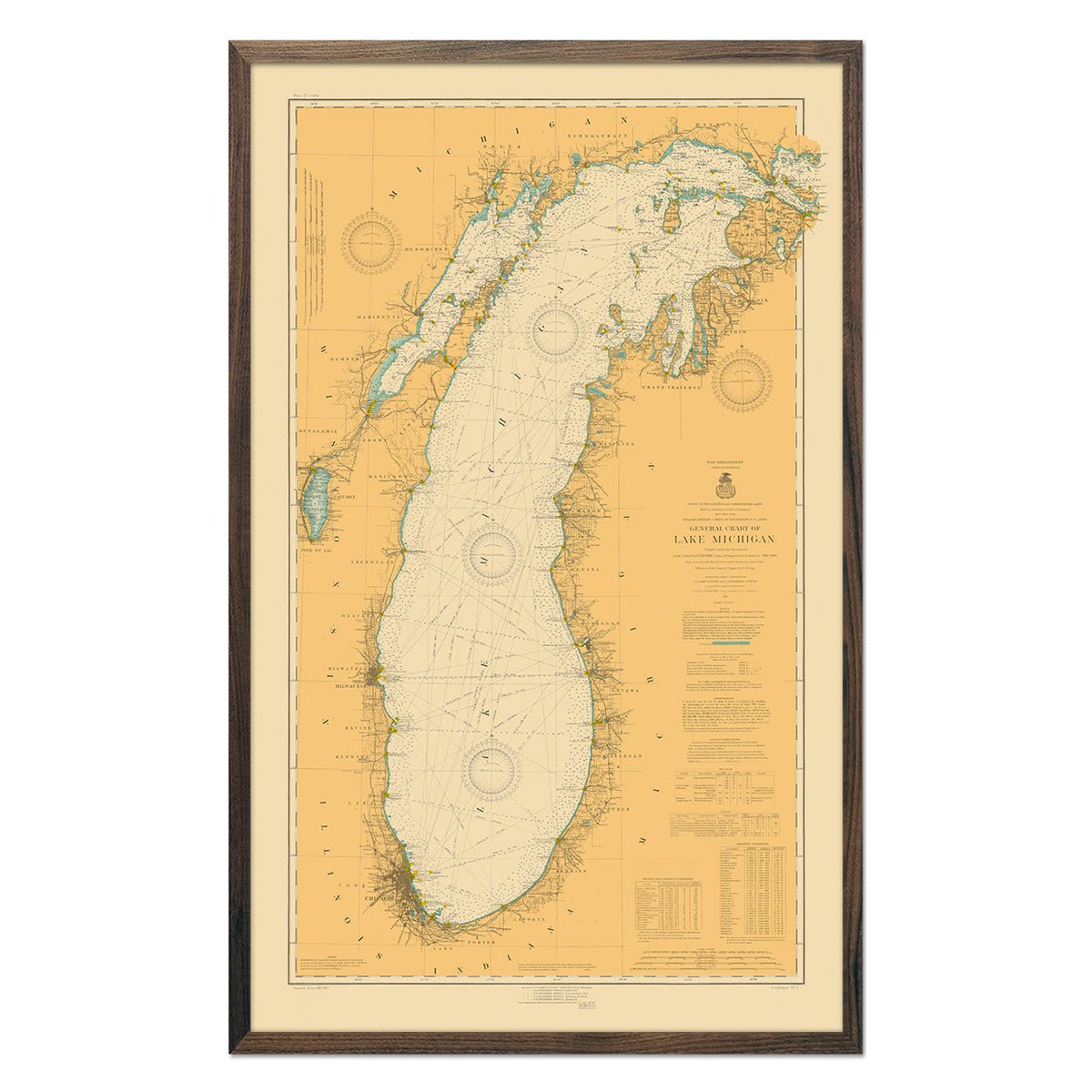 Lake Michigan Nautical Chart 1915 - Muir Way - Vintage Map