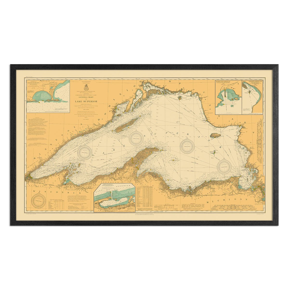 Lake Superior Nautical Chart 1909 - Muir Way - Vintage Map