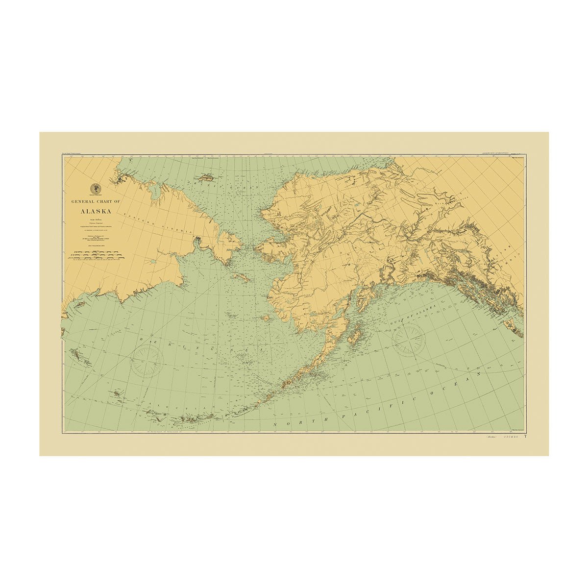 Alaska Nautical Chart 1900 - Muir Way - Vintage Map