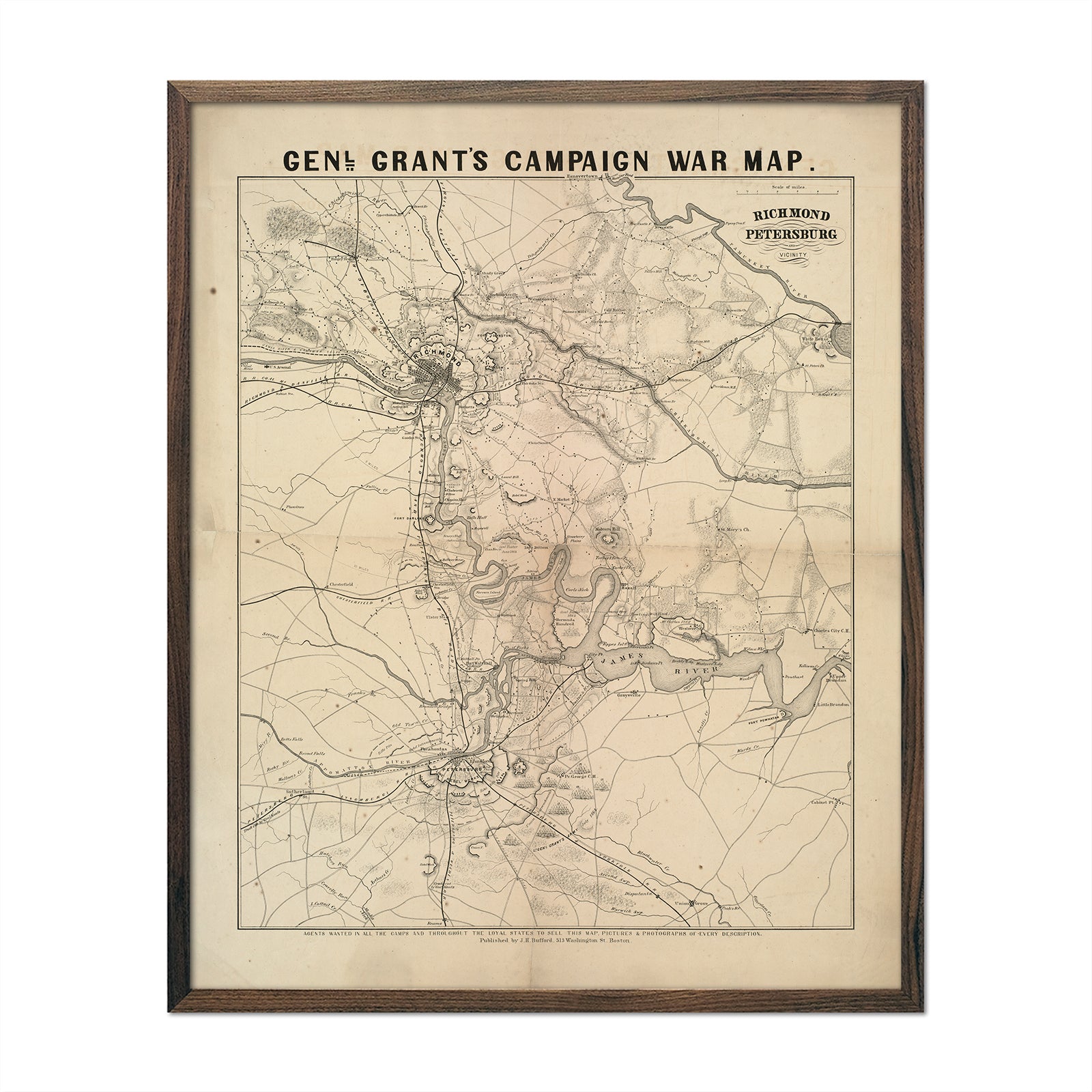 General Grant's Campaign War Map - Muir Way - Vintage Map