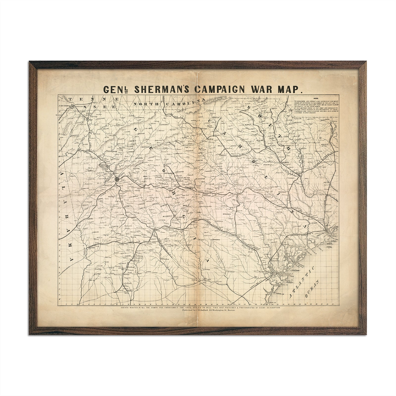 General Sherman's Campaign War Map - Muir Way - Vintage Map
