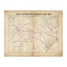 General Sherman's Campaign War Map - Muir Way - Vintage Map