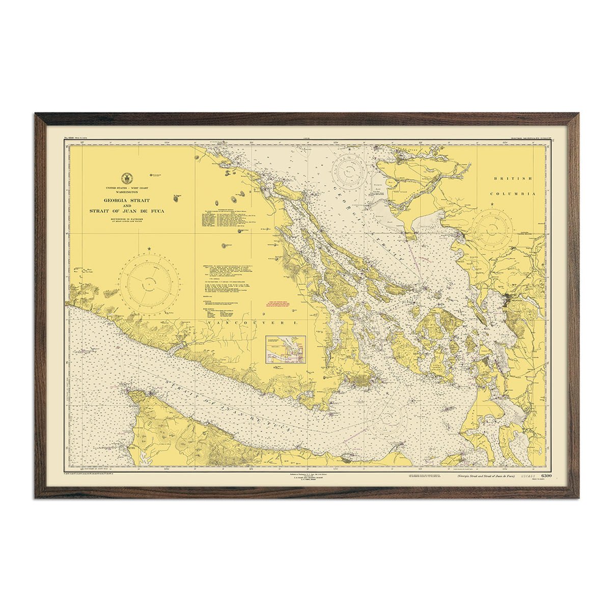 Georgia Strait & Strait of Juan de Fuca Nautical Chart 1948 - Muir Way - Vintage Map
