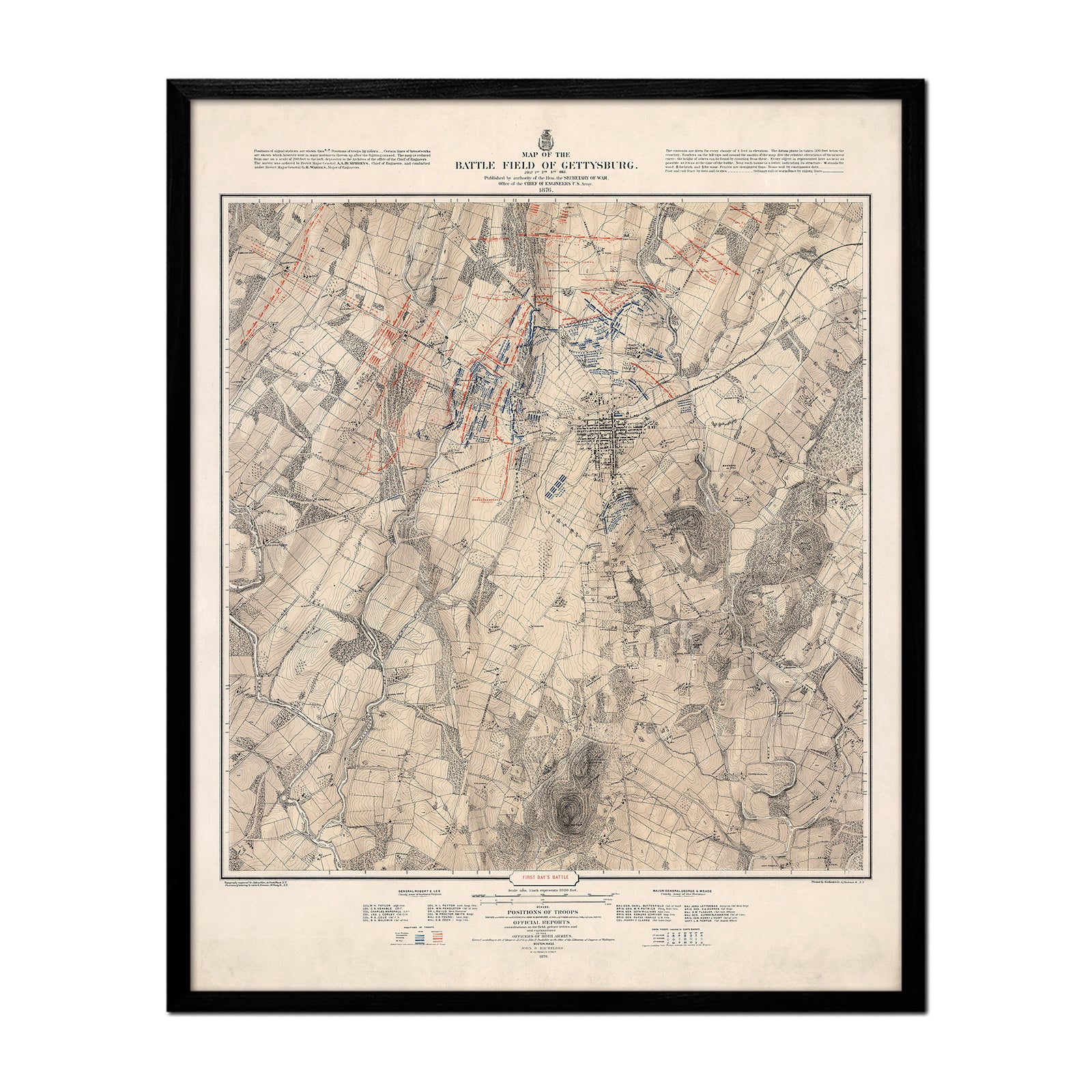 Gettysburg, July 1st, 1863 - Muir Way - Vintage Map