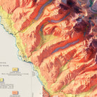 Glacier National Park 1959 Shaded Relief Map - Muir Way - Vintage Relief