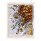 Glasgow and the Middle West 1957 Shaded Relief Map - Muir Way - Vintage Relief