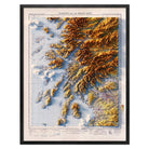 Glasgow and the Middle West 1957 Shaded Relief Map - Muir Way - Vintage Relief