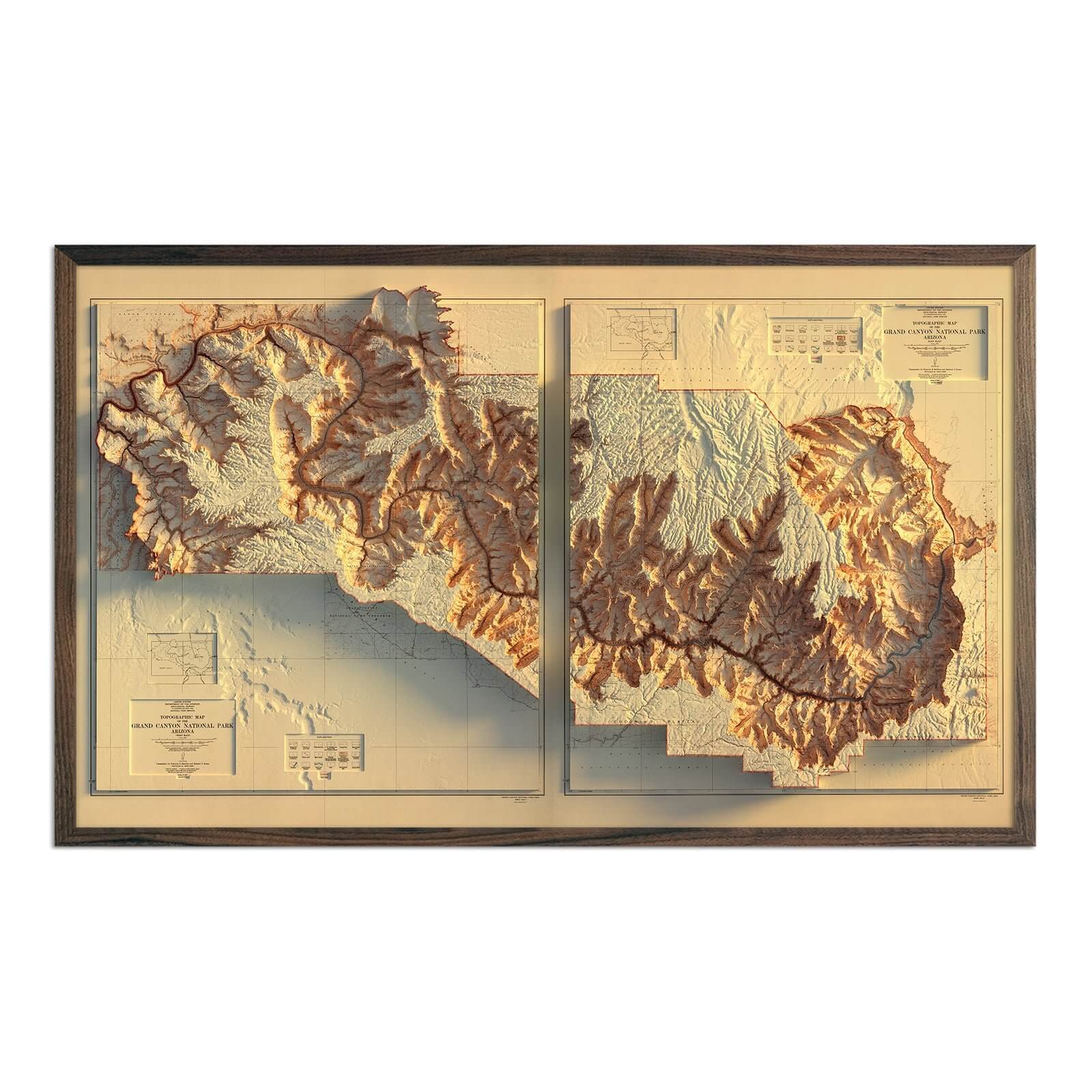 Grand Canyon 1948 Shaded Relief Map - Muir Way - Vintage Relief