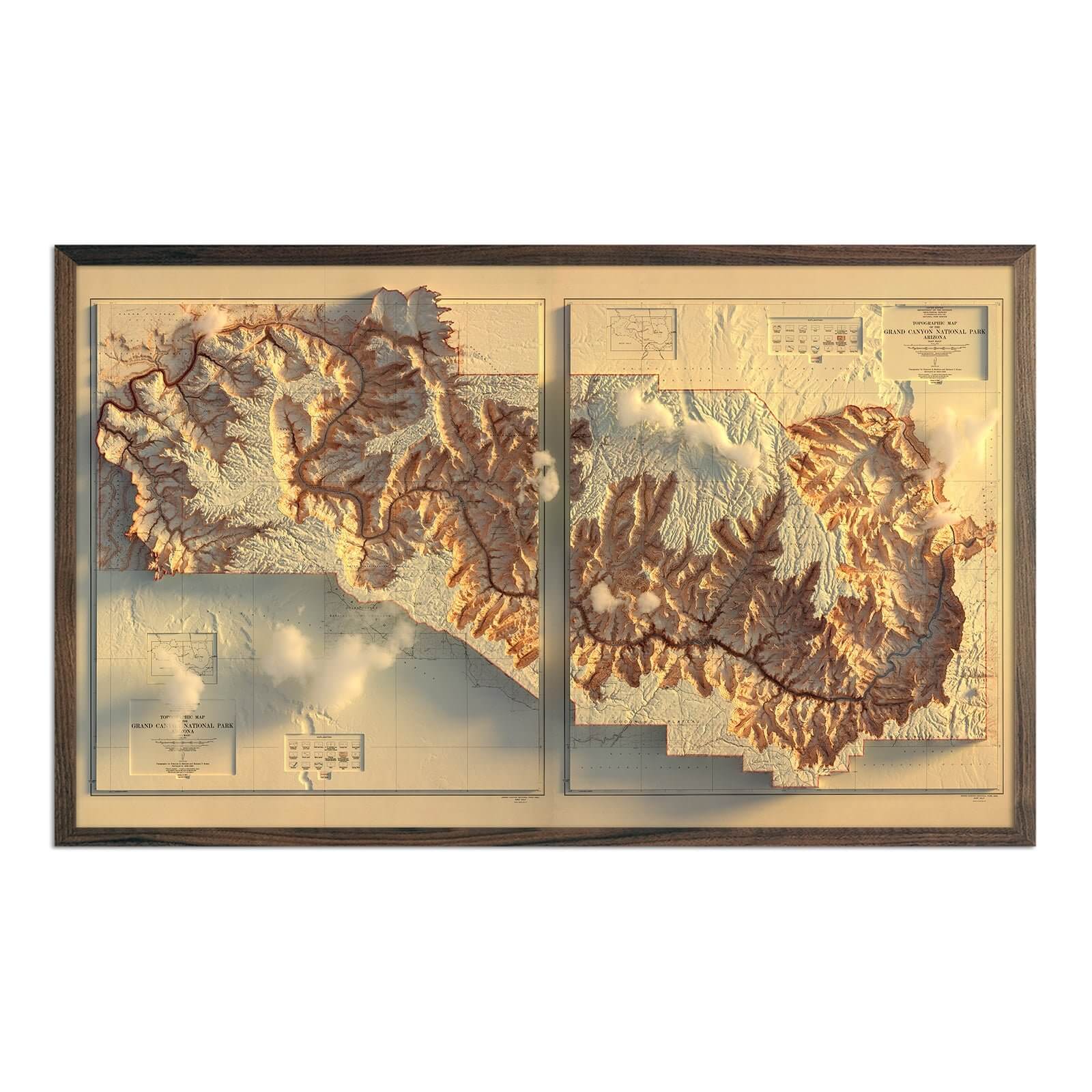 Grand Canyon 1948 Shaded Relief Map - Muir Way - Vintage Relief