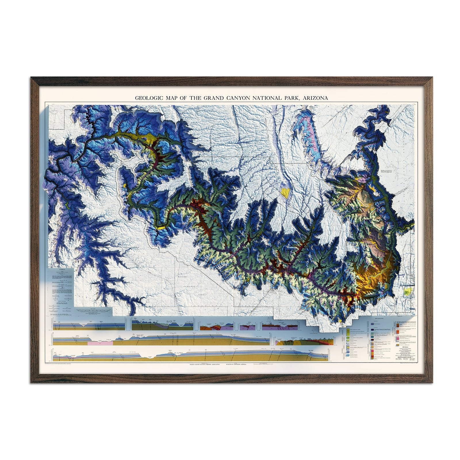 Grand Canyon 1976 Shaded Relief Map - Muir Way - Vintage Relief