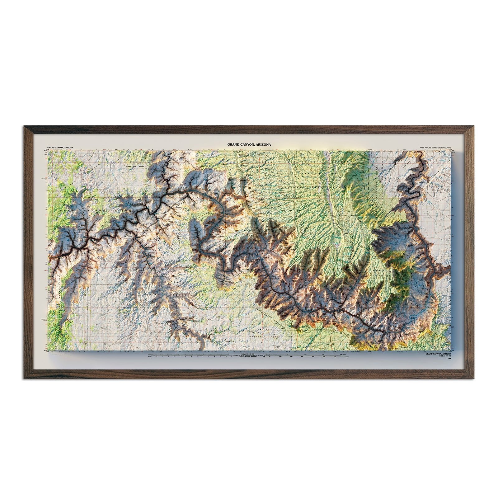 Grand Canyon 1984 Shaded Relief Map - Muir Way - Vintage Relief