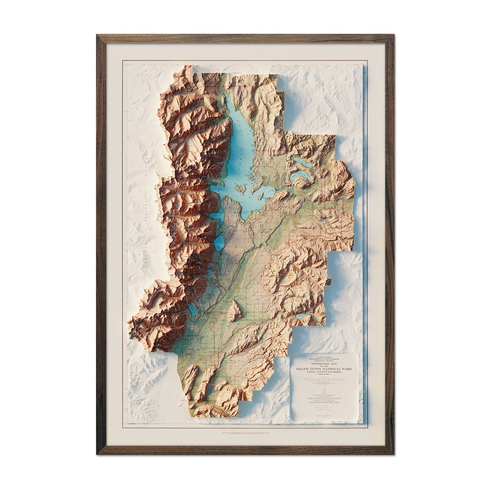 Grand Teton National Park 1965 Shaded Relief Map - Muir Way - Vintage Relief