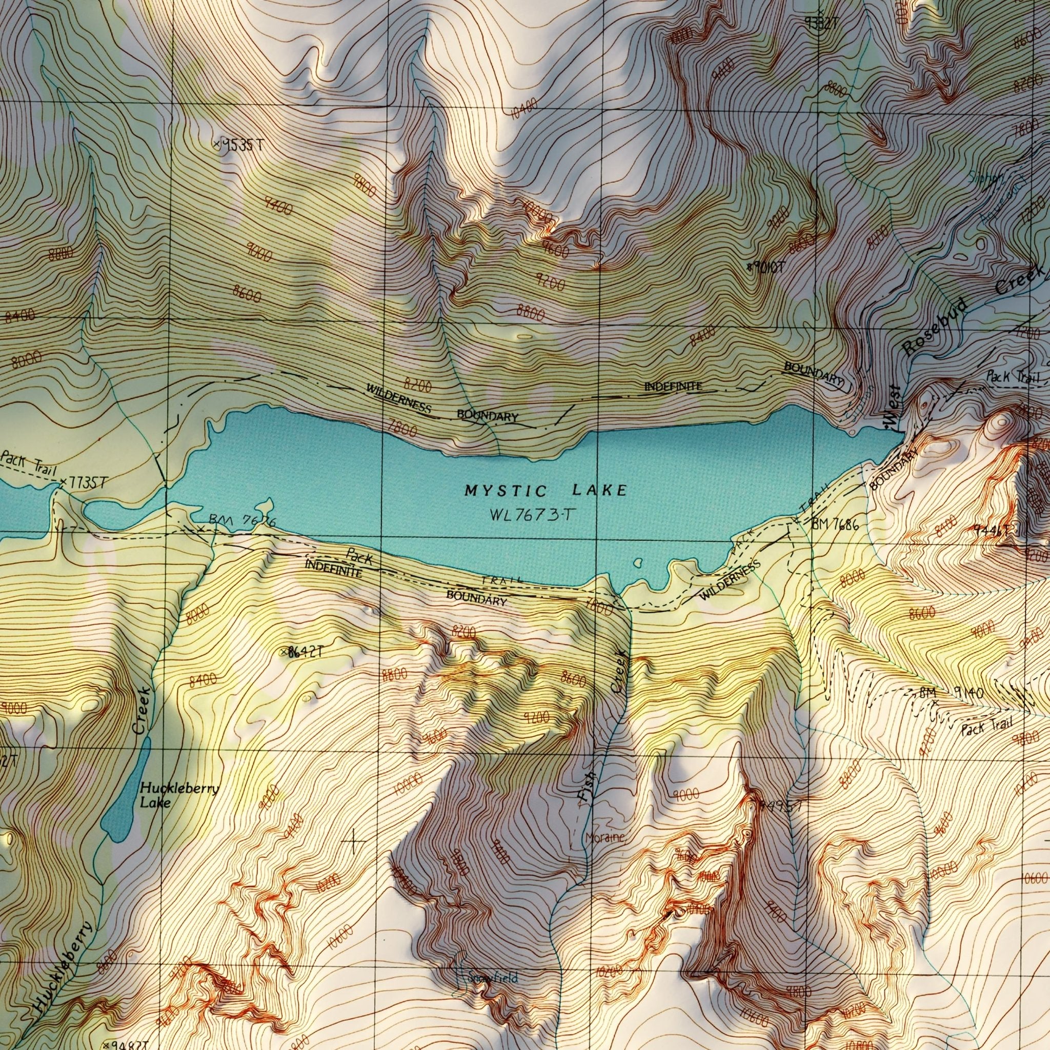 Granite Peak, Montana 1986 Shaded Relief Map - Muir Way - Vintage Relief