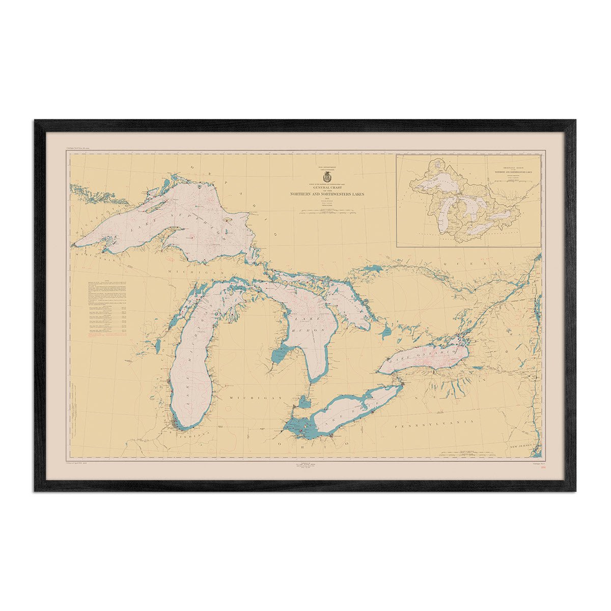Great Lakes Nautical Chart 1944 - Muir Way - Vintage Map