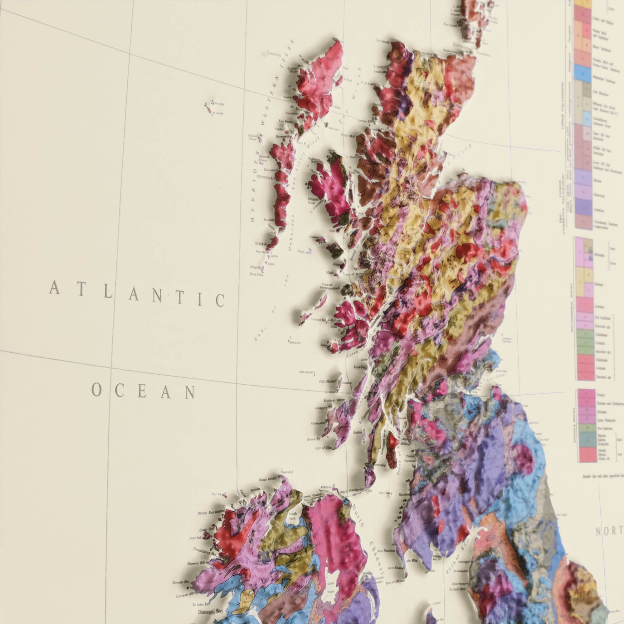 Great Britain 1969 3D Raised Relief Map - Muir Way - 3D