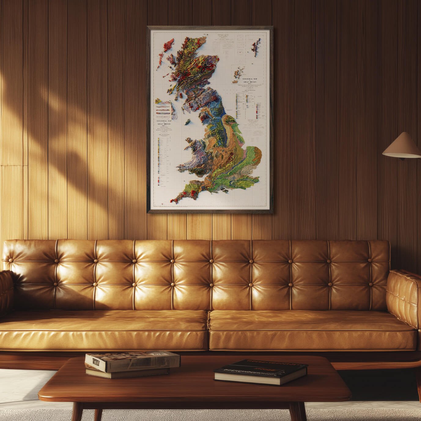 Great Britain 1957 Shaded Relief Map - Muir Way - Vintage Relief