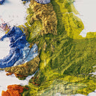 Great Britain and Northern Ireland 1966 Shaded Relief Map - Muir Way - Vintage Relief