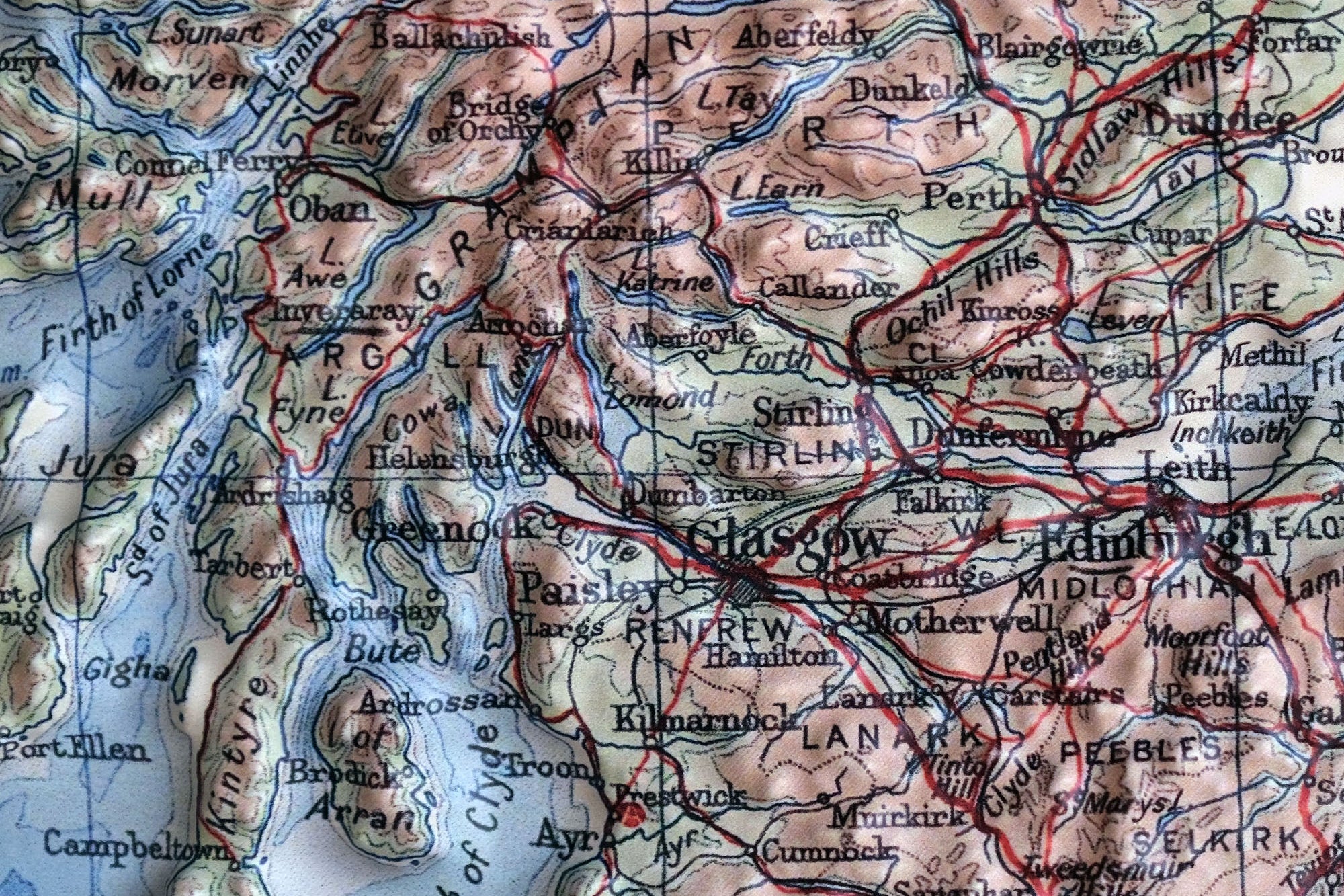 Great Britain 1955 3D Raised Relief Map - Muir Way - 3D