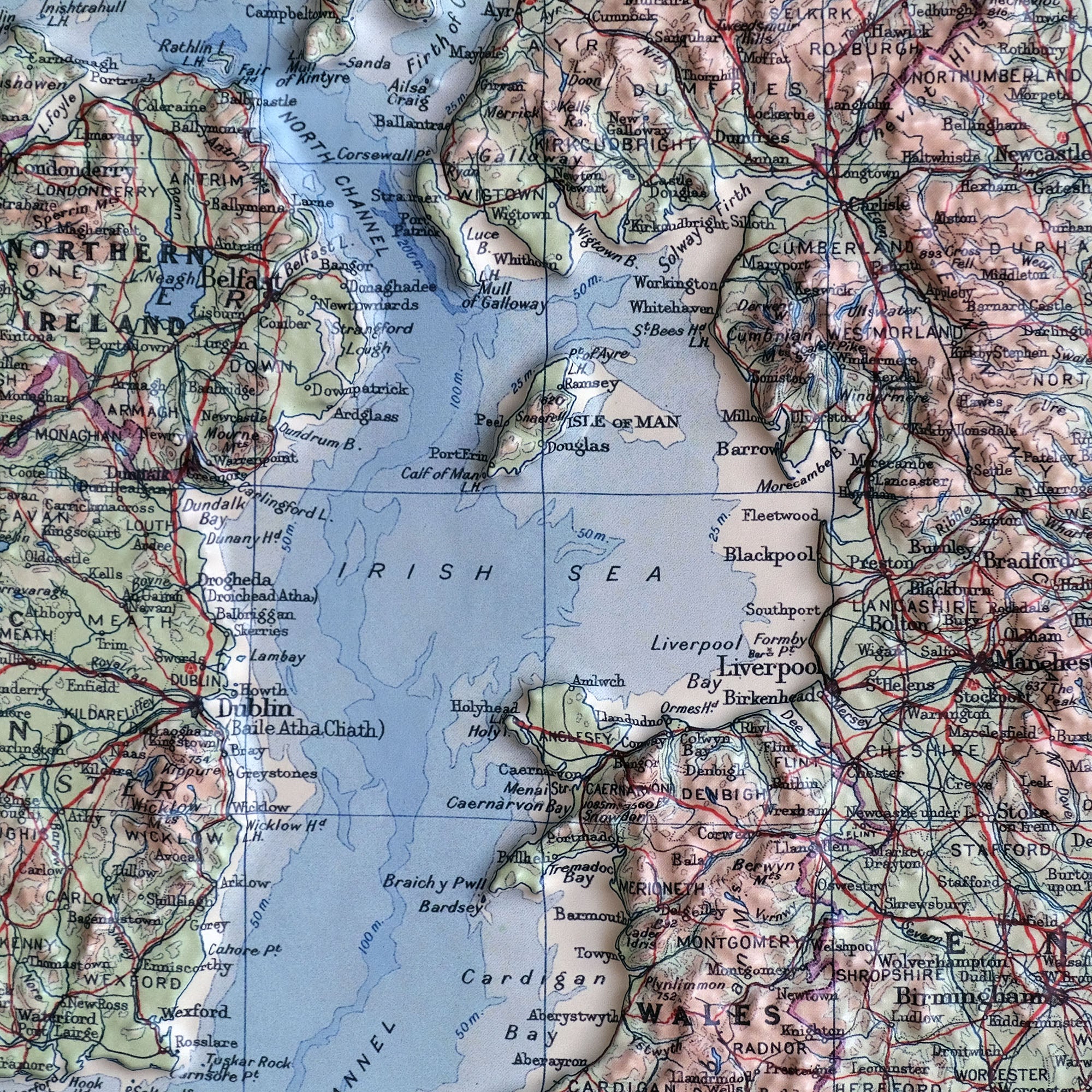 Great Britain 1955 3D Raised Relief Map - Muir Way - 3D