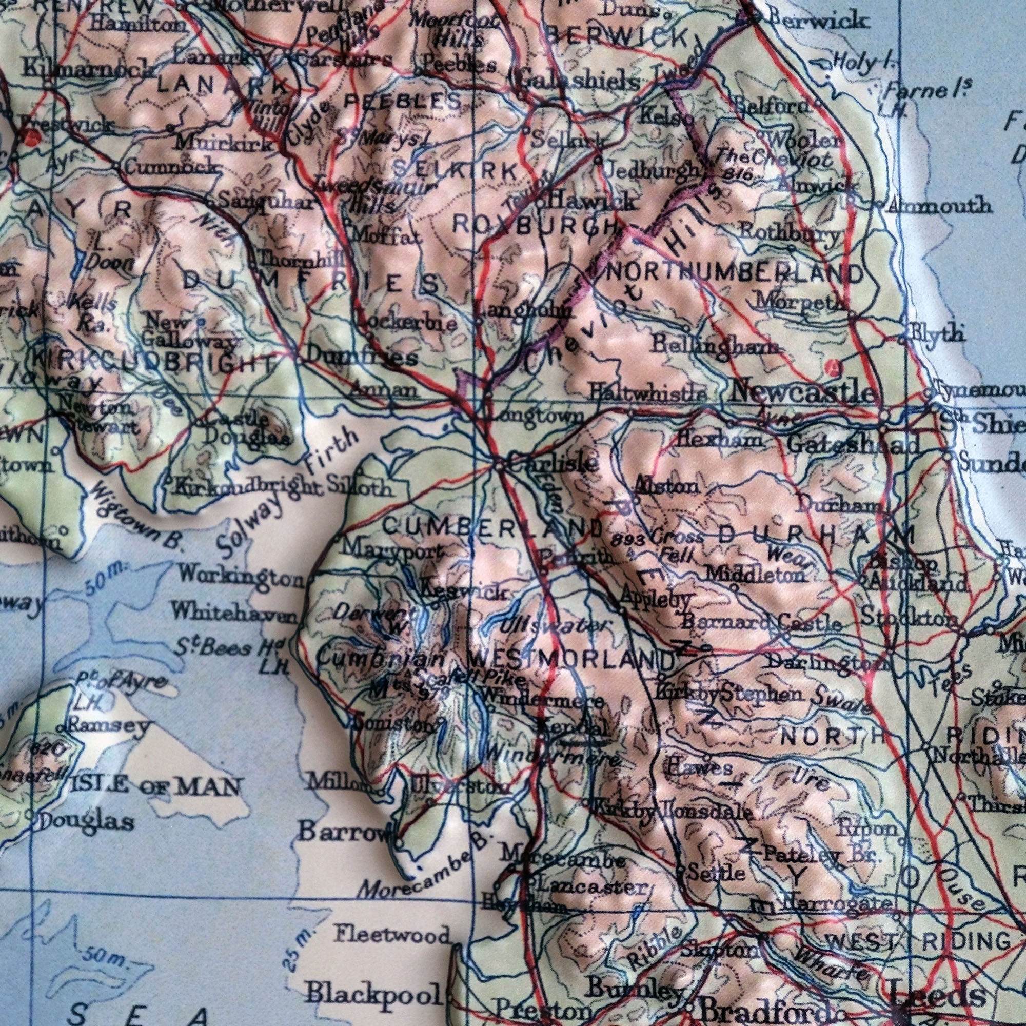 Great Britain 1955 3D Raised Relief Map - Muir Way - 3D