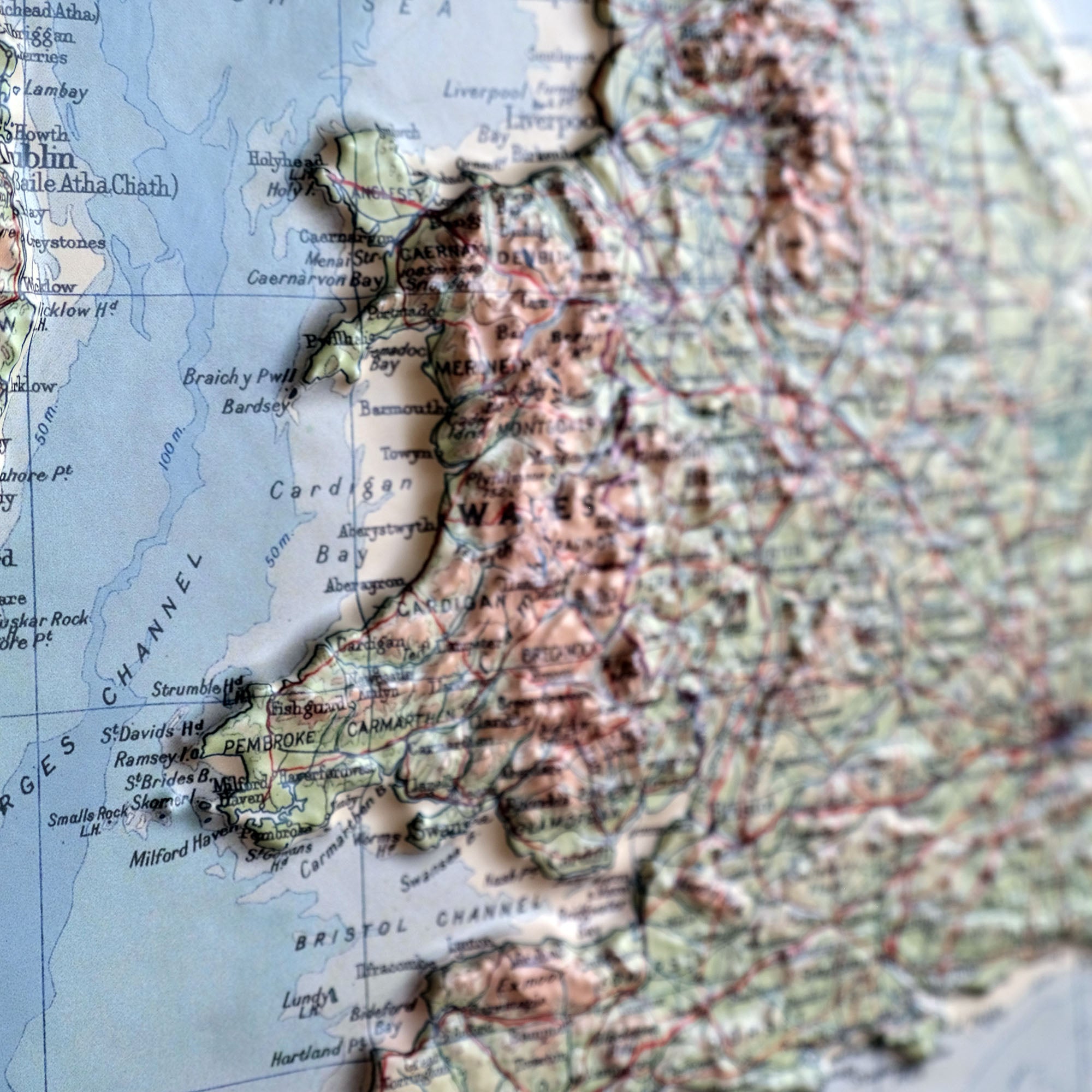 Great Britain 1955 3D Raised Relief Map - Muir Way - 3D