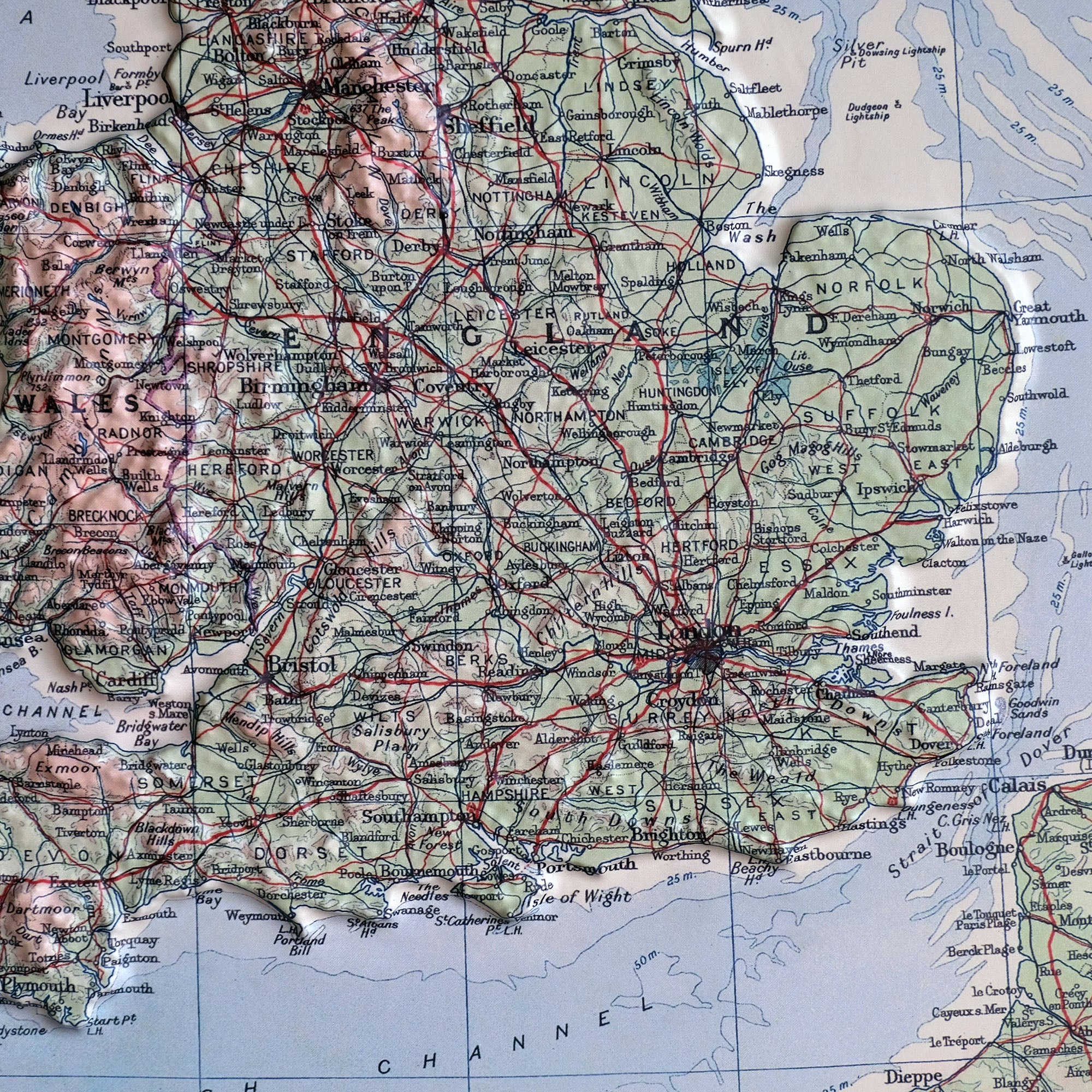 Great Britain 1955 3D Raised Relief Map - Muir Way - 3D