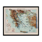 Greece and the Aegean Sea 1922 Shaded Relief Map - Muir Way - Vintage Relief