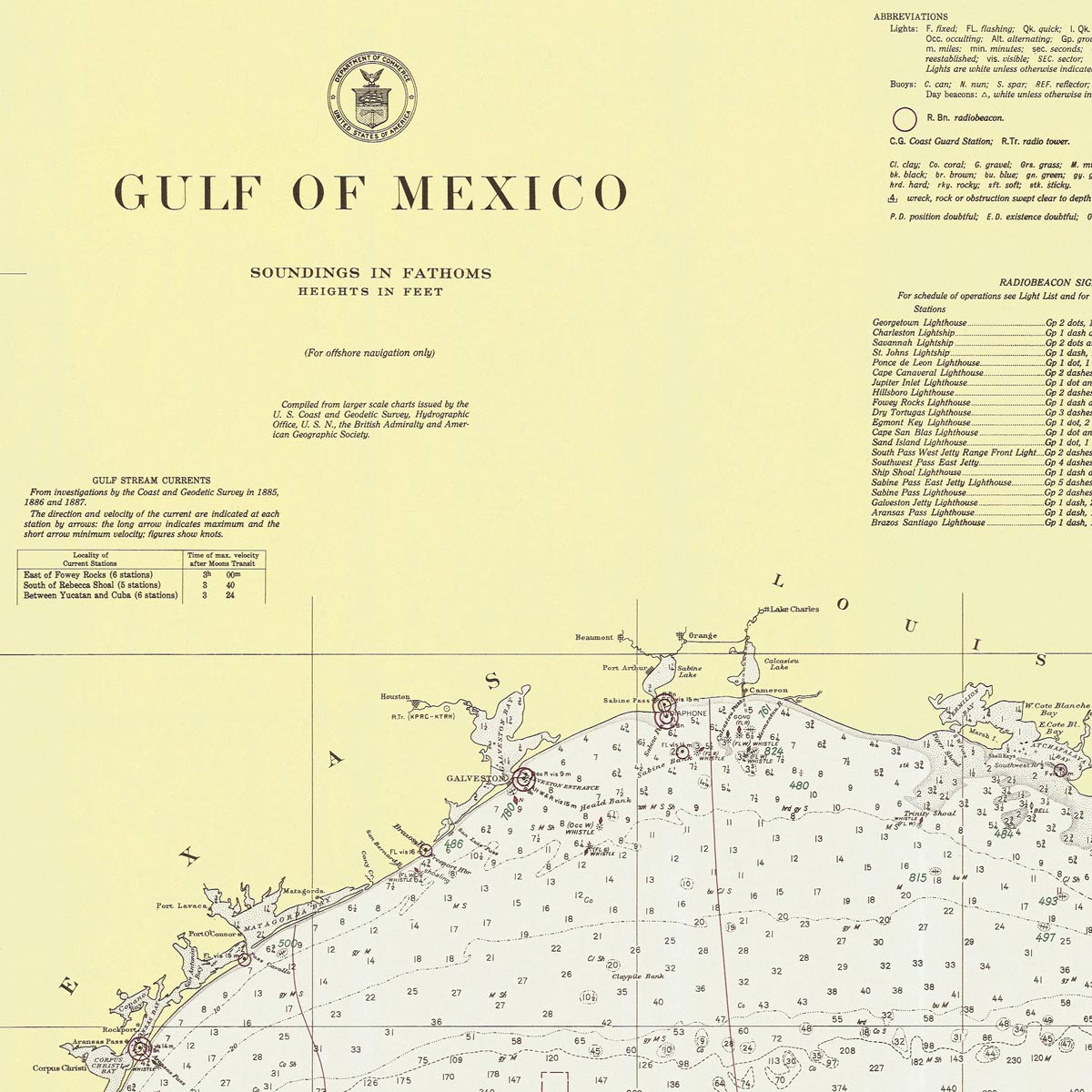 Gulf of Mexico Nautical Chart 1947 - Muir Way - Vintage Map