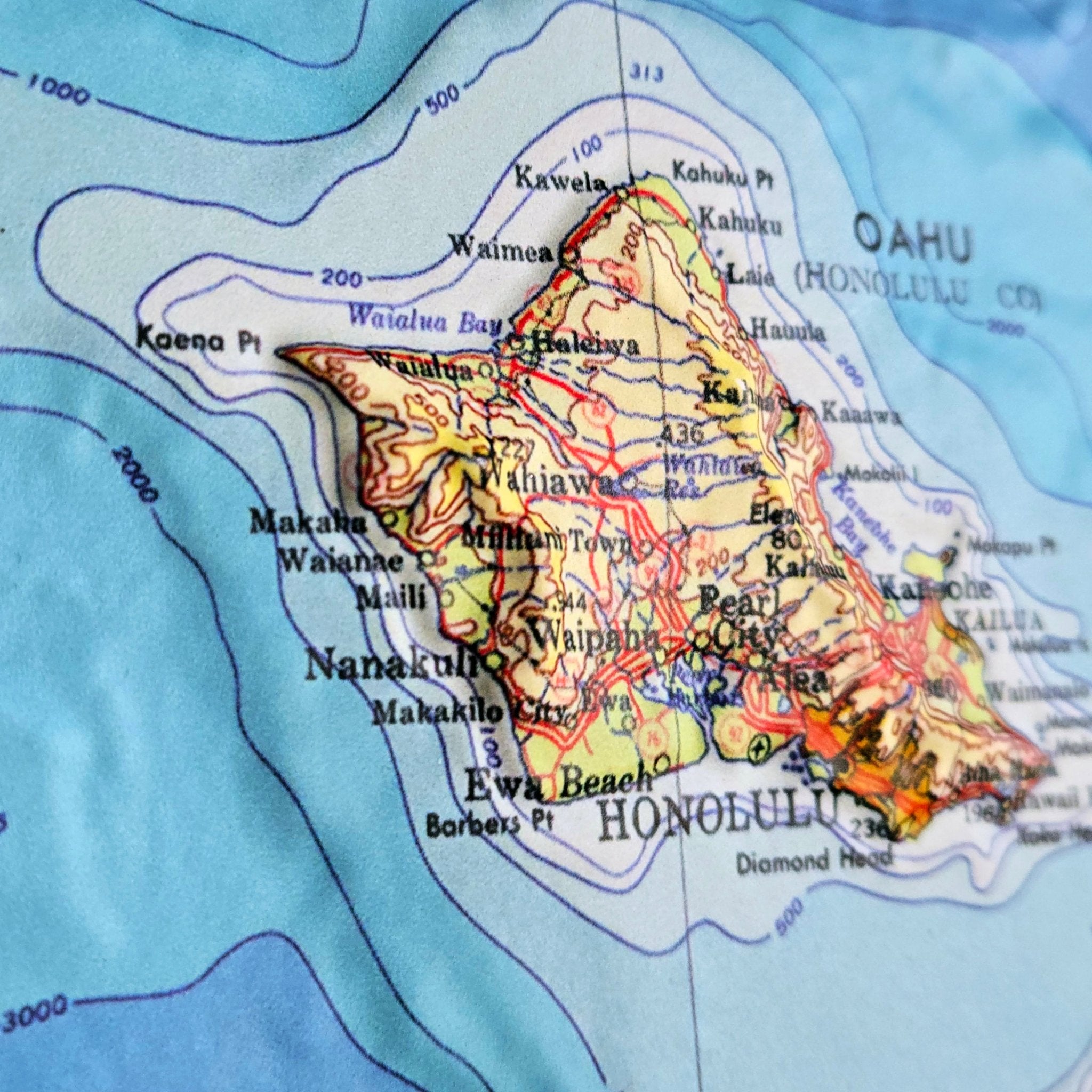 Hawaii Islands 1971 3D Raised Relief Map - Muir Way - 3D
