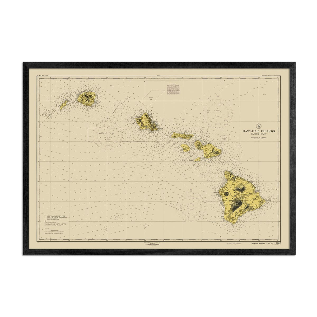 Hawaiian Islands Nautical Chart 1947 - Muir Way - Vintage Map