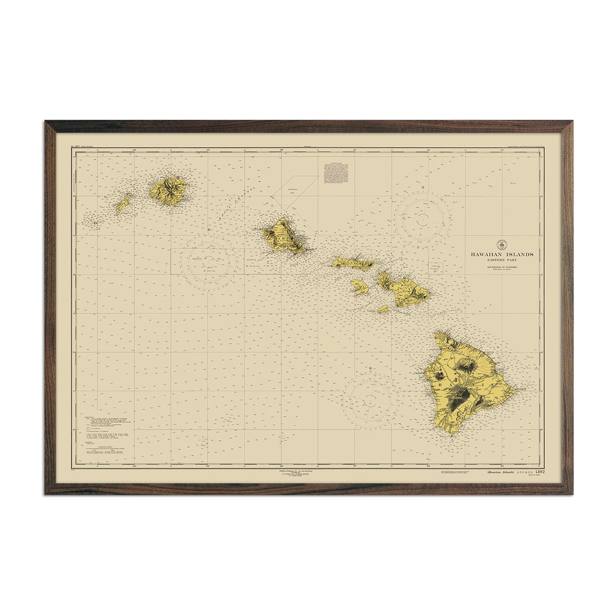 Hawaiian Islands Nautical Chart 1947 - Muir Way - Vintage Map