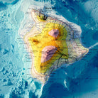 Hawaiian Islands 1971 Shaded Relief Map - Muir Way - Vintage Relief