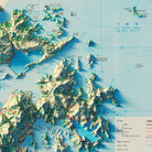 Hong Kong 1980 Shaded Relief Map - Muir Way - Vintage Relief