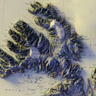 Iceland 1901 Shaded Relief Map - Muir Way - Vintage Relief