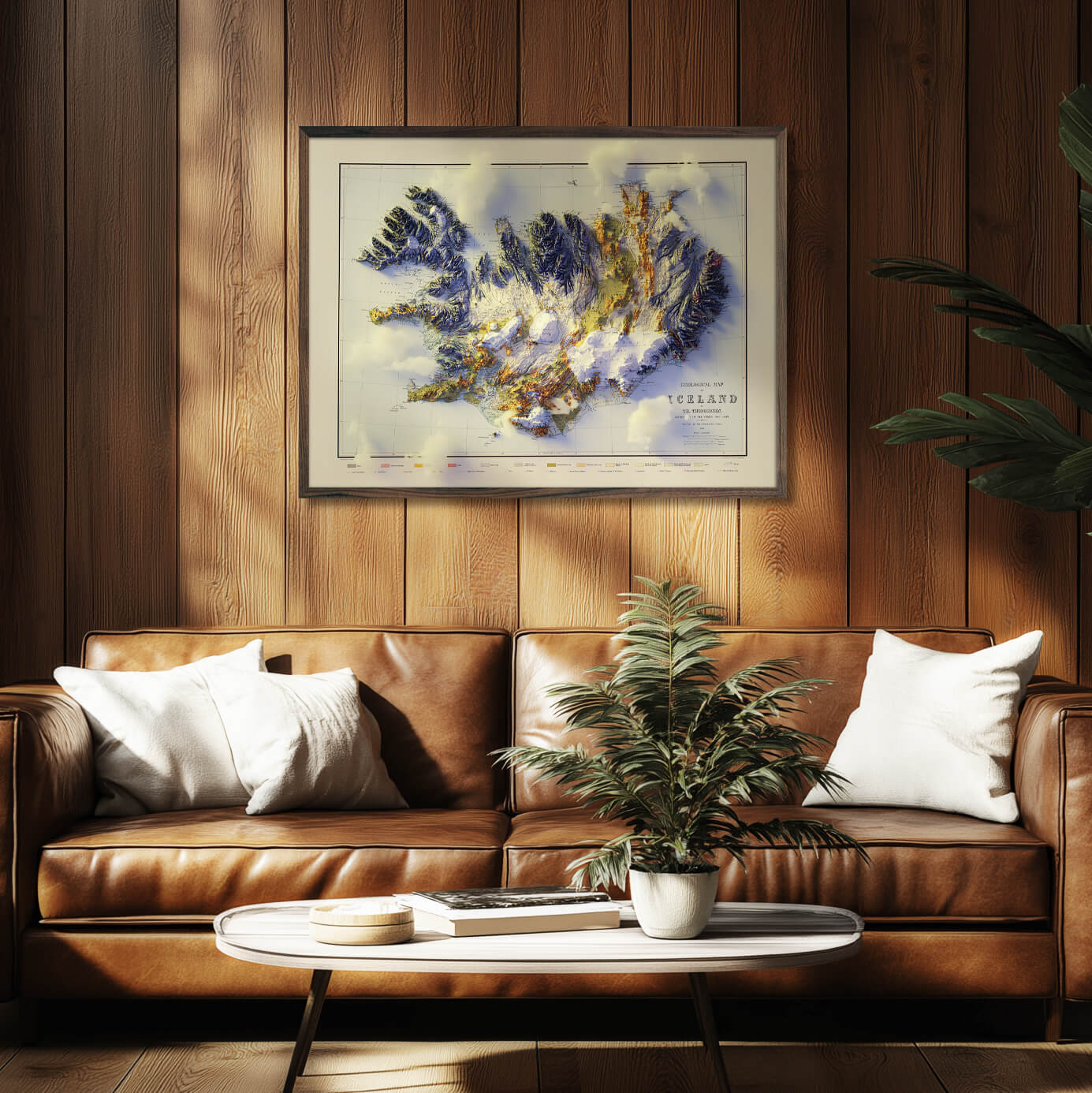 Iceland 1901 Shaded Relief Map - Muir Way - Vintage Relief