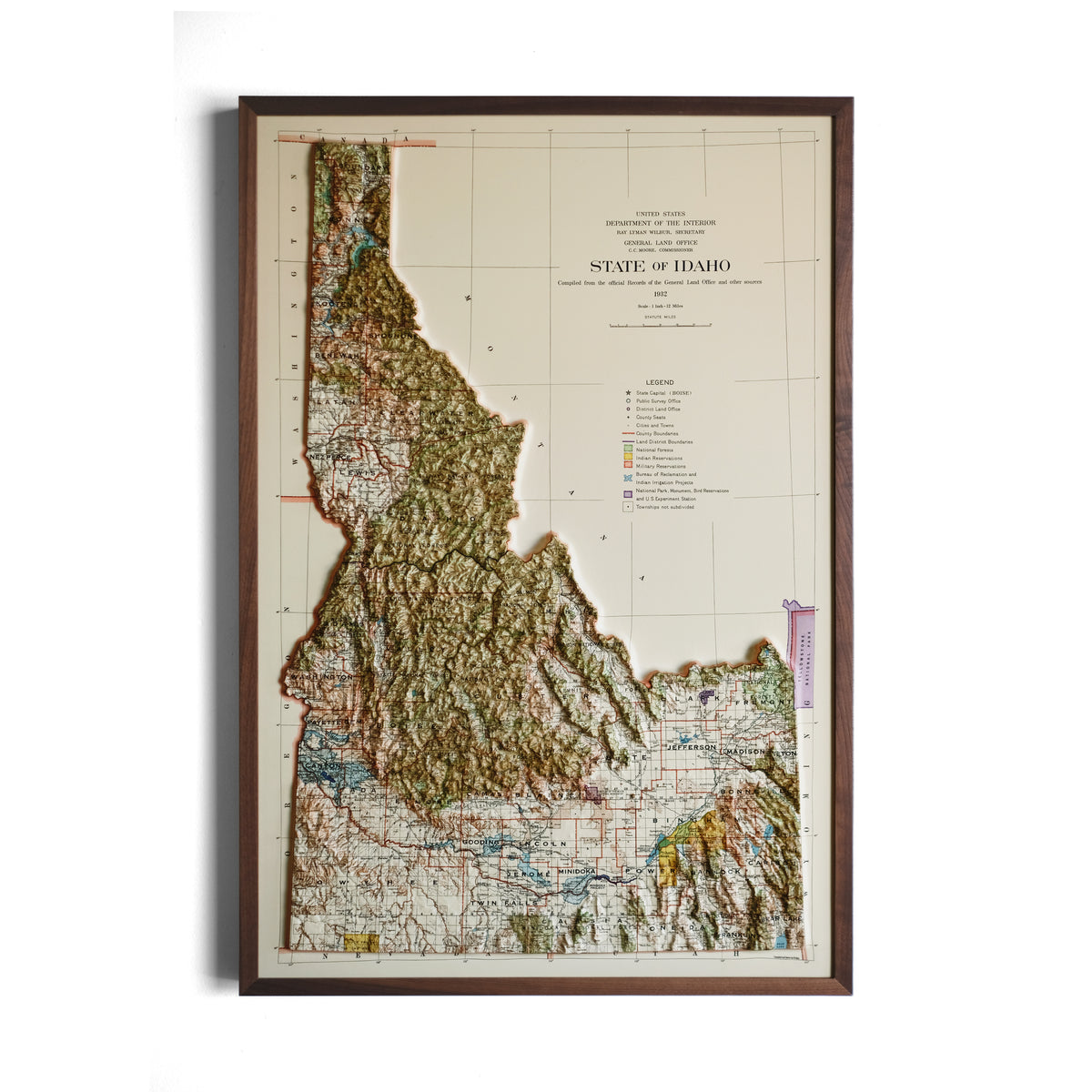 3d Raised Relief Map Of Idaho 