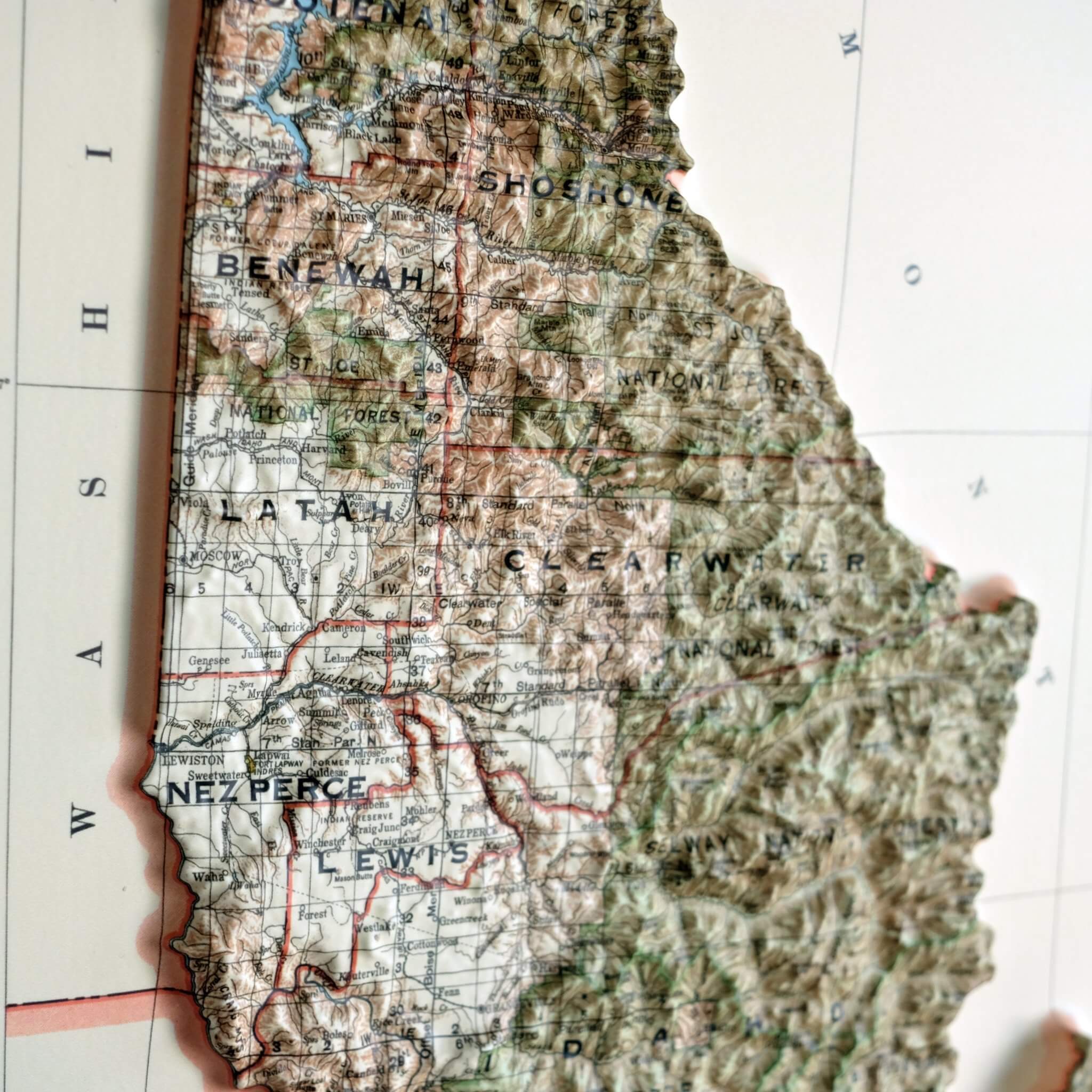 Idaho 1932 3D Raised Relief Map - Muir Way - 3D