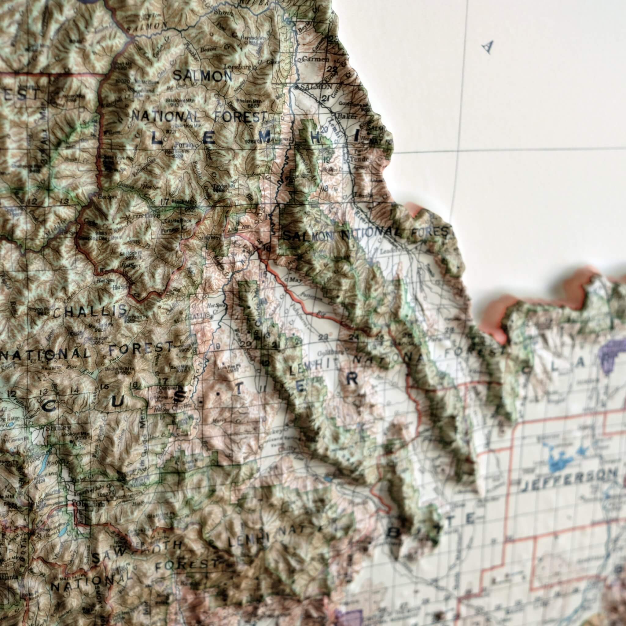 Idaho 1932 3D Raised Relief Map - Muir Way - 3D