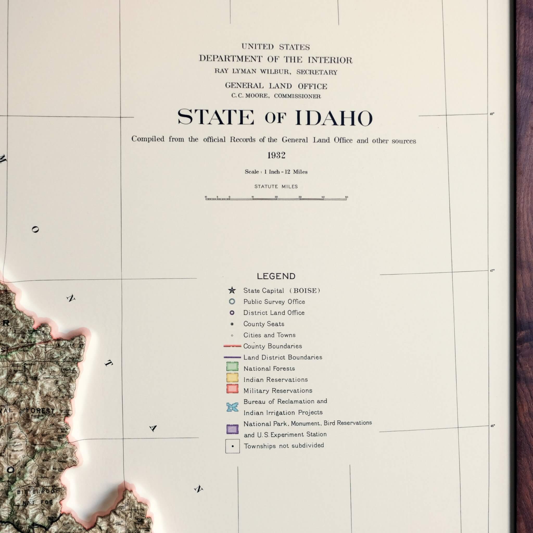 Idaho 1932 3D Raised Relief Map - Muir Way - 3D