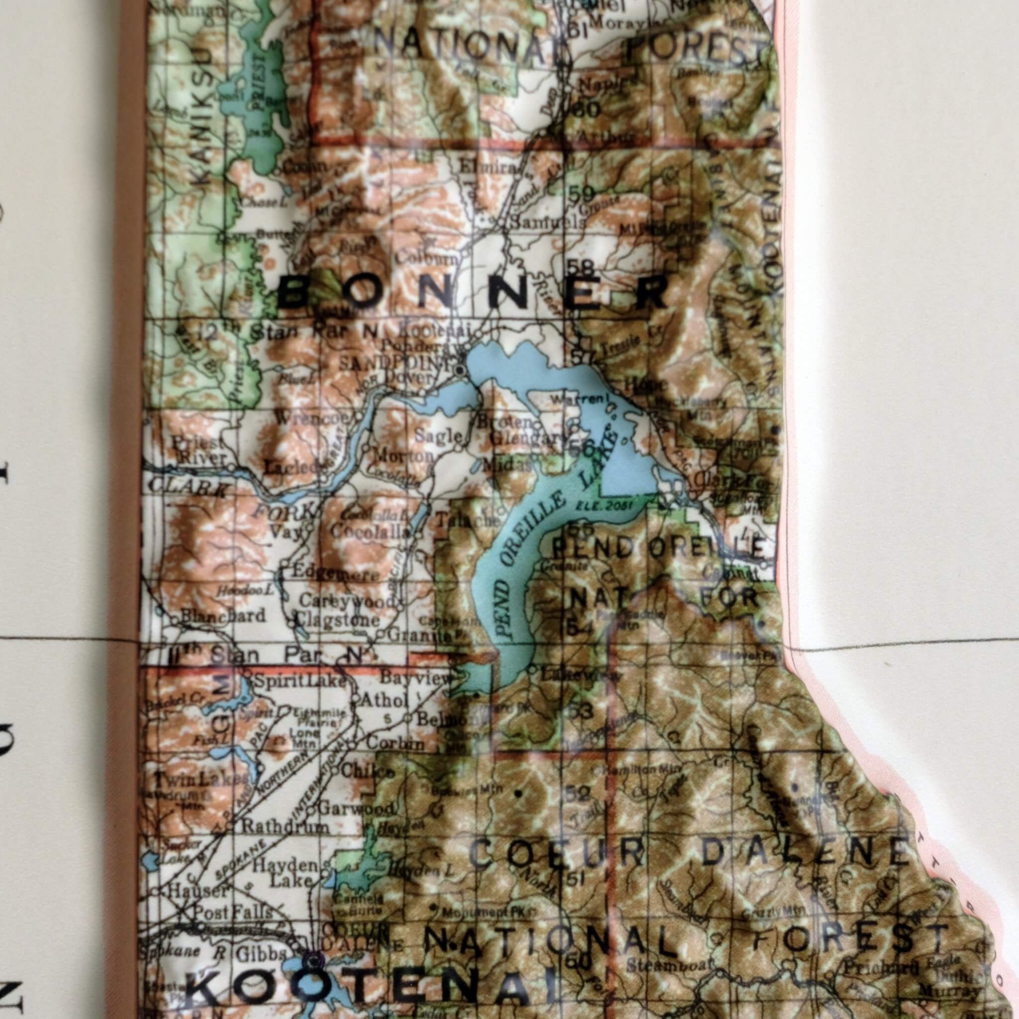 Idaho 1932 3D Raised Relief Map - Muir Way - 3D