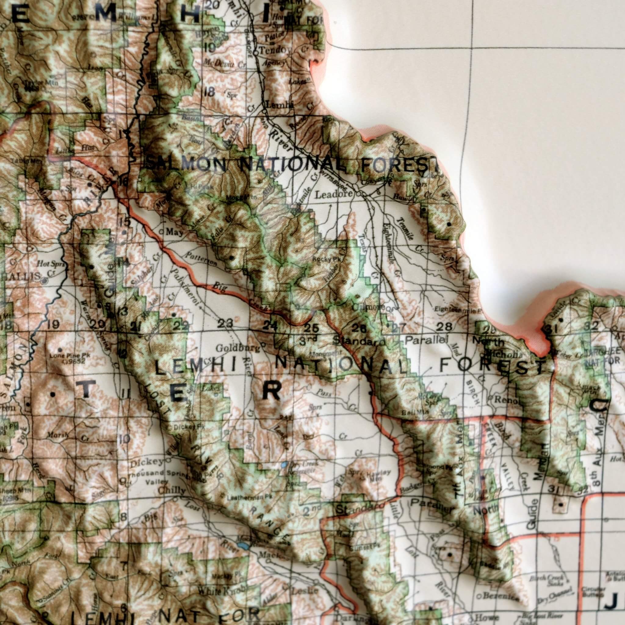 Idaho 1932 3D Raised Relief Map - Muir Way - 3D