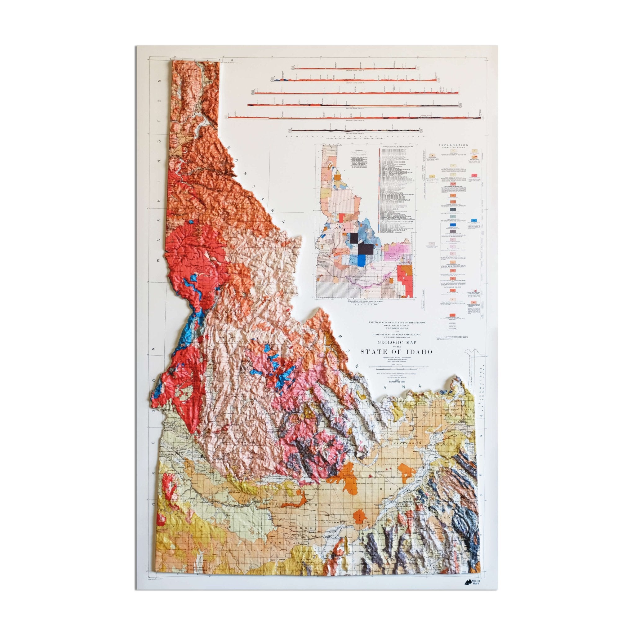 Idaho 1959 3D Raised Relief Map - Muir Way - 3D