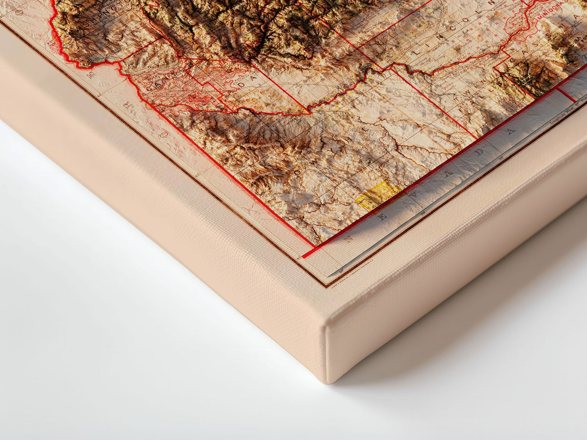 Idaho 1909 Shaded Relief Map – XL Canvas - Muir Way - XL Canvas