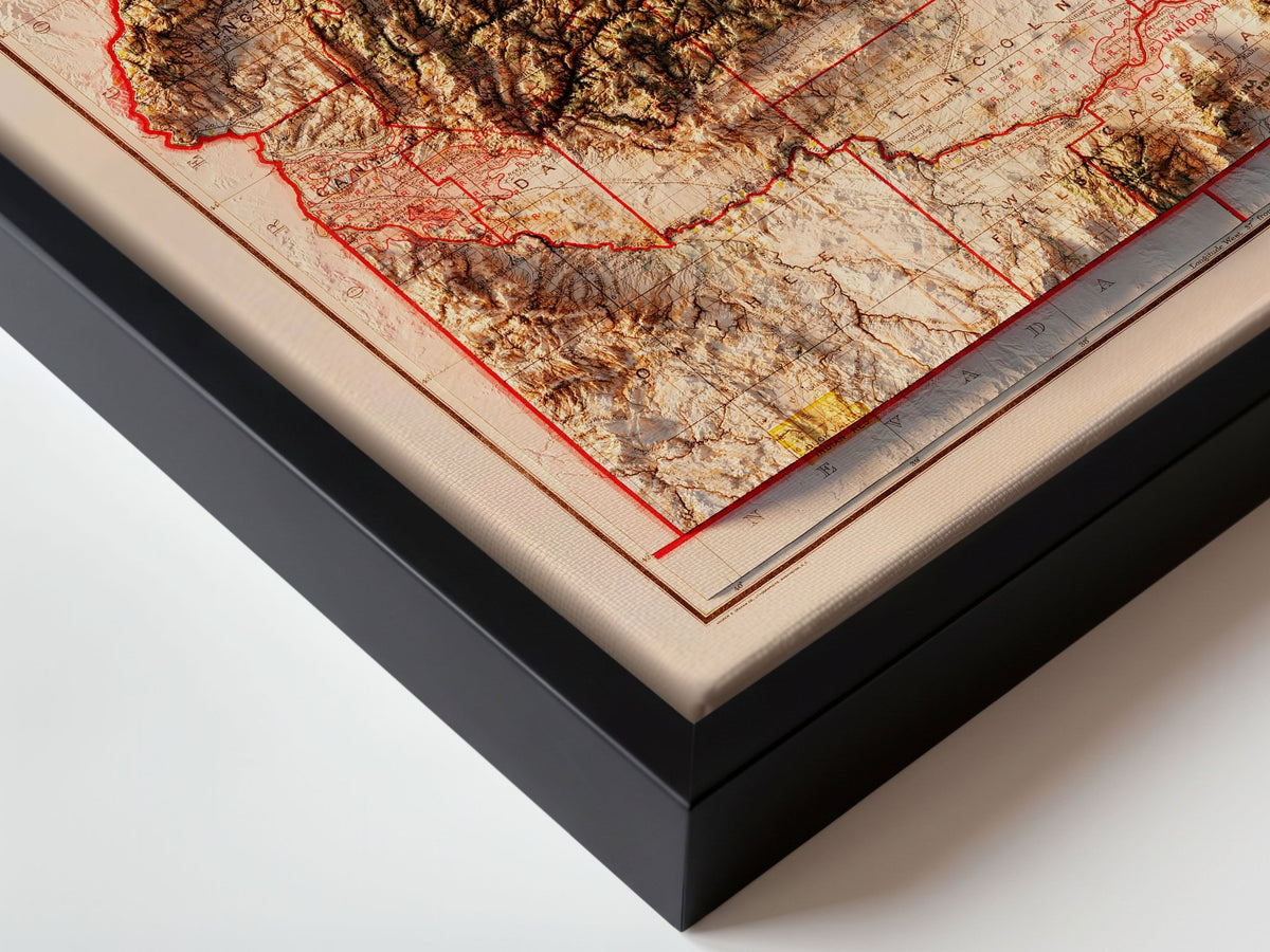 Idaho 1909 Shaded Relief Map – XL Canvas - Muir Way - XL Canvas