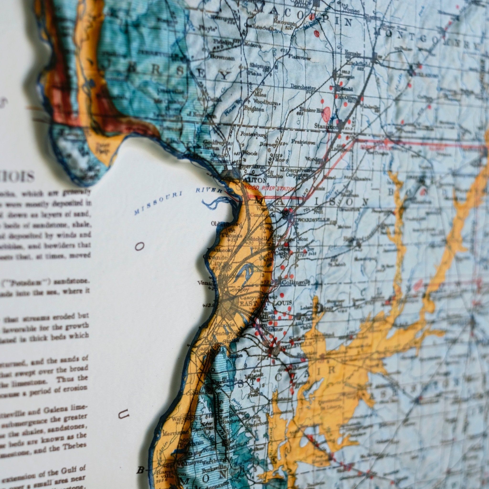 Illinois 1917 3D Raised Relief Map - Muir Way - 3D