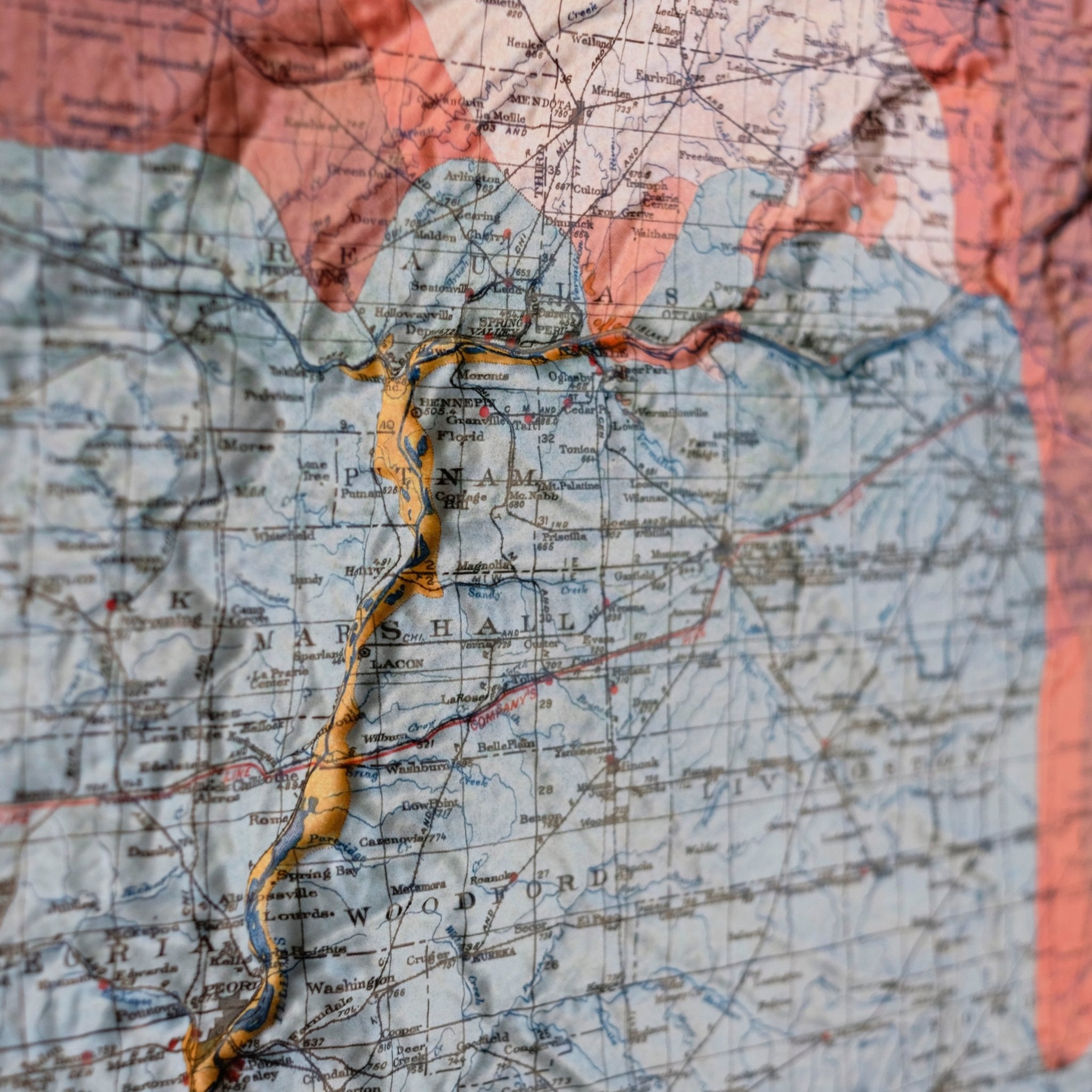 Illinois 1917 3D Raised Relief Map - Muir Way - 3D